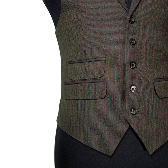 Mens Vest 40R Green Orange Blue Striped Waistcoat Formal Casual Preppy Wedding - Picture 7 of 10